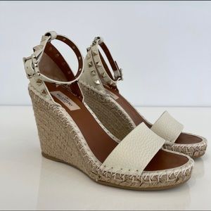 Valentino Rockstud Espadrille Wedge Sandal - Size 7